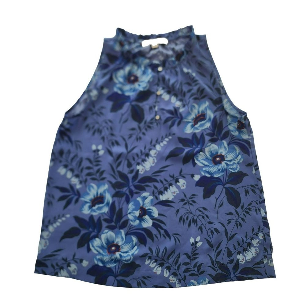 Loft Blue Floral Blouse Small